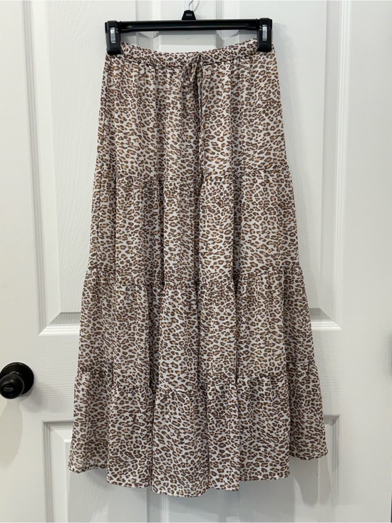 aerie Dresses & Skirts - Aerie Tiered Leopard Print Maxi Skirt - Brown/White